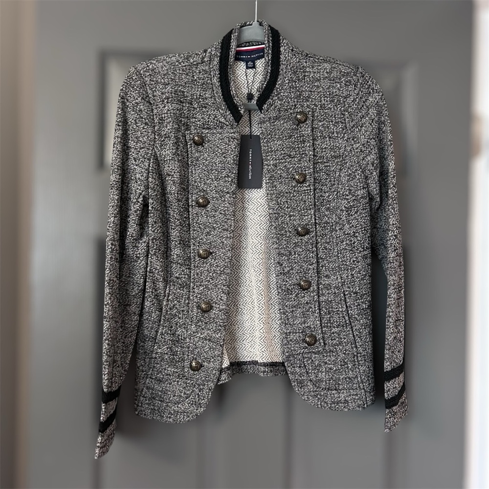 Tommy Hilfiger band jacket — dark grey with buttons XS, NWT - Picture 1 of 6